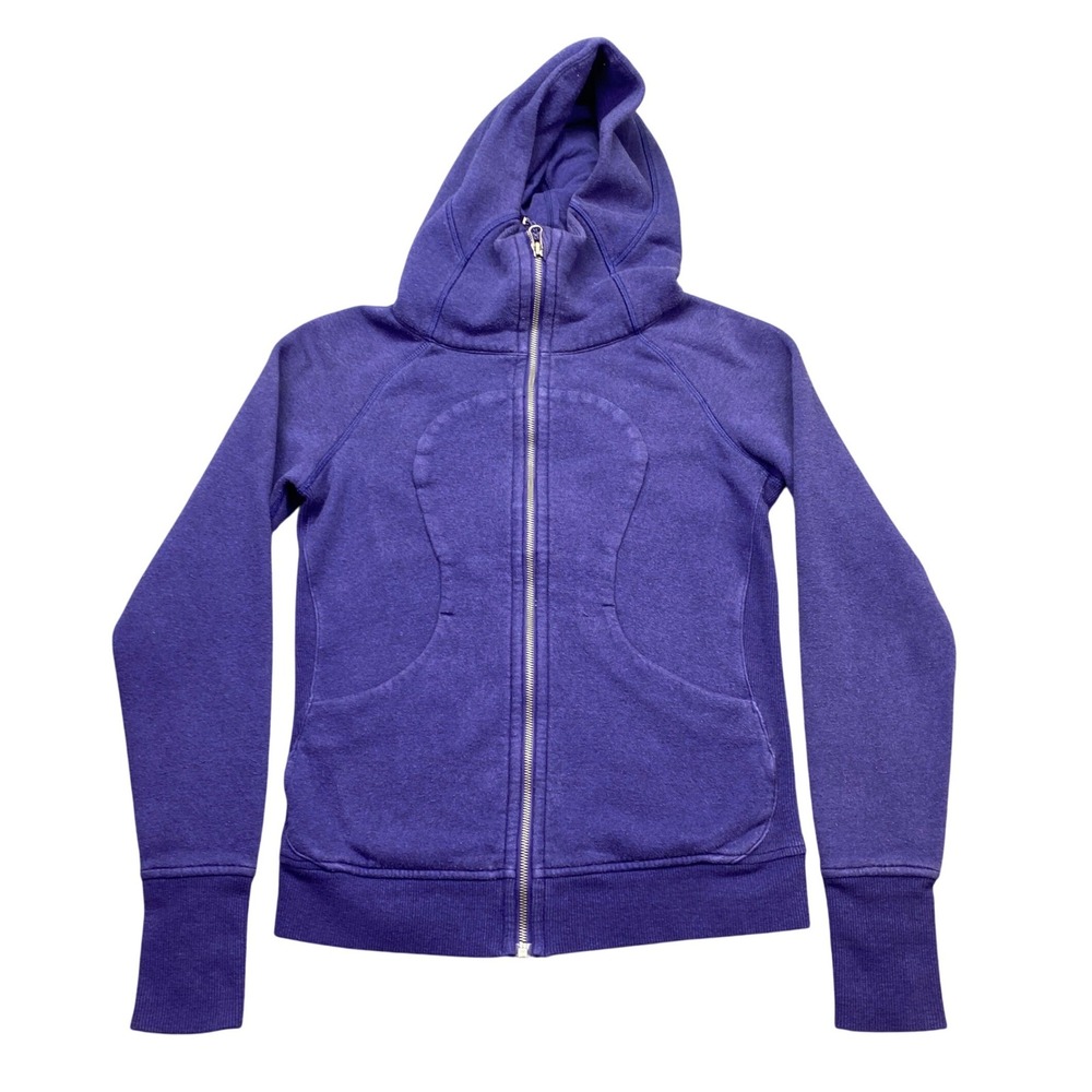Lululemon Scuba Full Zip Hoodie Purple Heathered Cotton Blend Size 6 Gorpcore